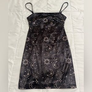 Urban Outfitters Black Satin Moon and Sun Mini Dress